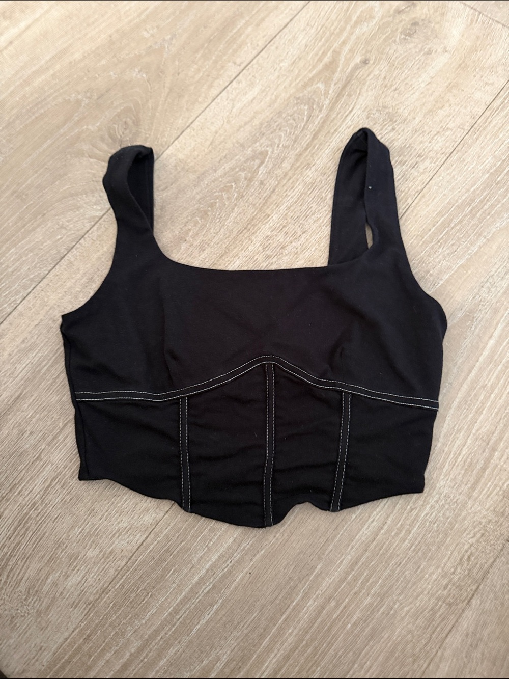 Reformation Black Corset-Style Crop Top
